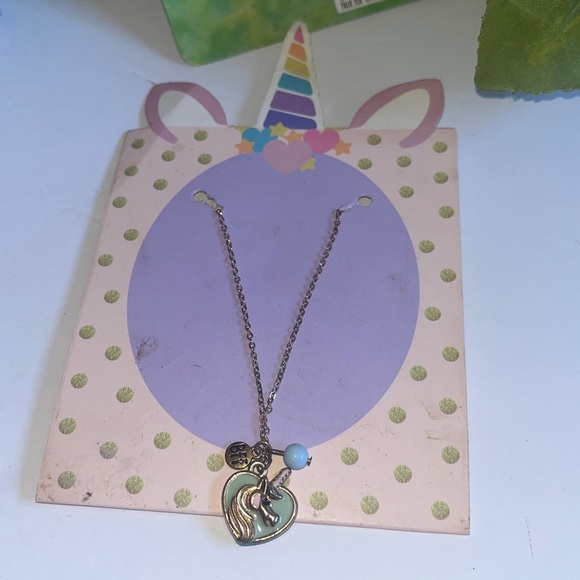 🔴NWT bff unicorn charm gold tone necklace w/new My Little Pony Colorful Erasers - Picture 2 of 5